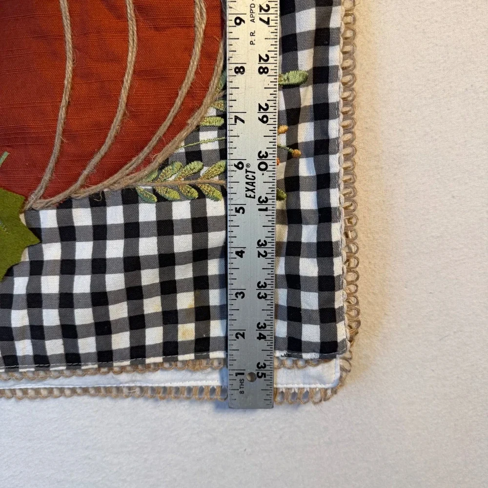 Rachel Ashwell The Prairie Pumpkin Gingham Table Runner Black White Farmhouse